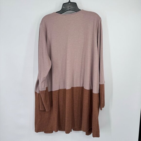 LOGO Lounge Color Block Open Front knit Cardigan Pockets size 2x - Picture 5 of 12